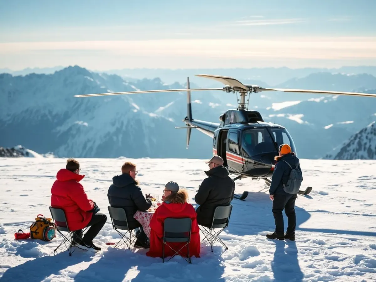 Symbolbild (KI-generiert) Helikopter-Gletscherlandung «Alpenflug mit Apéro / Gletscherlandung», Bern
