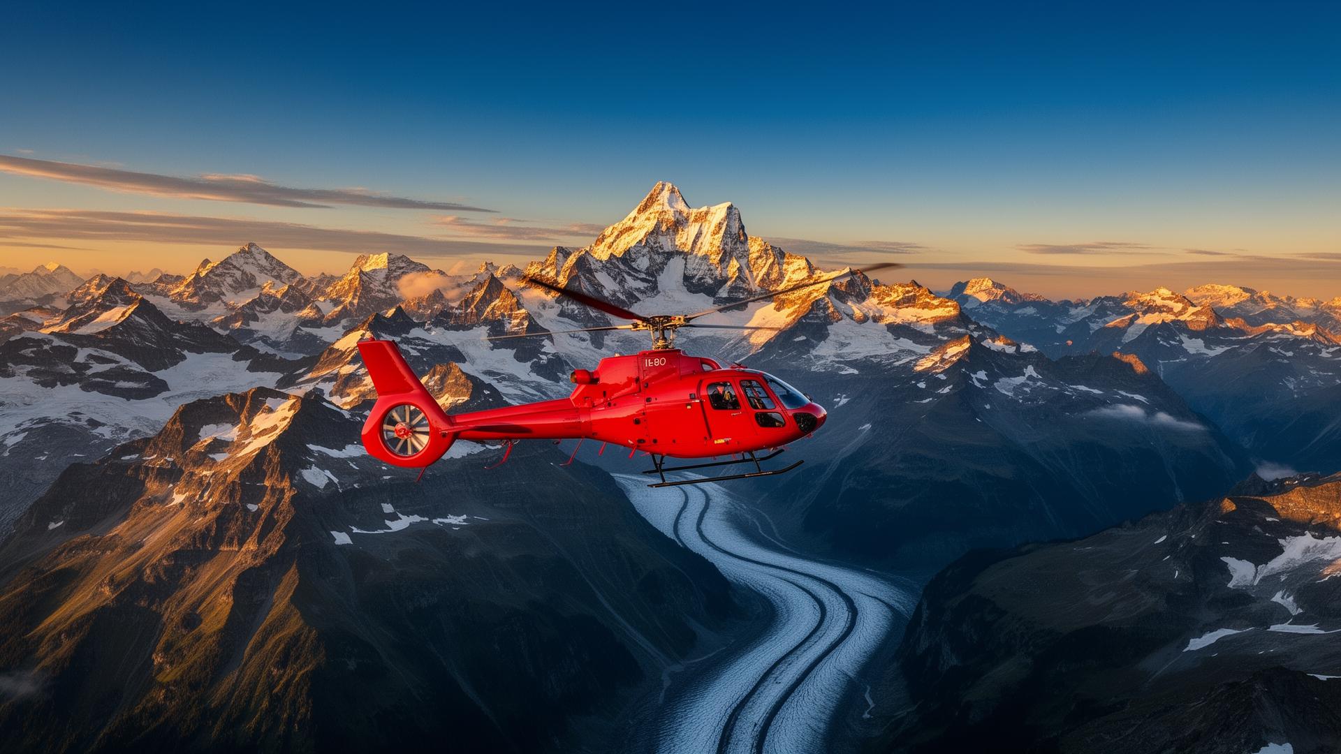 Helikopter über den Schweizer Alpen